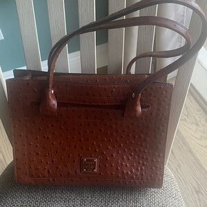 Dooney & Bourke Brown Ostrich-Embossed Leather Tote
